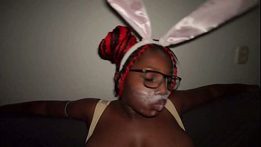 Kinky Easter Bad Bunny Spits on Big Tits The Ebony Nerd Girl Sucks Cock Deepthroat Shakes Her Huge Pierced Black Boobs – Jhodez1
