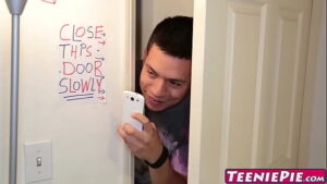 Petite blonde babe Charlyse Angel throatfucked by stepbro