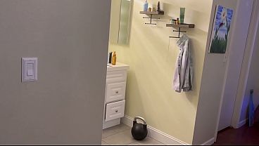 Shower BJ ends in cum facial cum swallowing