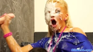 Bukkake lesbian tugs gloryhole cock