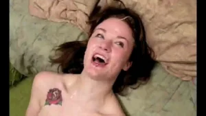 Cute punk girl covered in cum