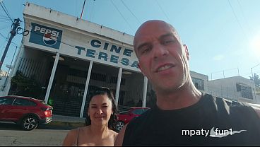 Hotwife in a blowbang, gangbang, bukkake, and anal creampie from strangers at an adult movie theater. Cuckold husband films