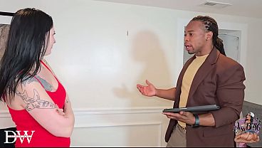 Tattooed slut seduces and fucks code inspector for a pass