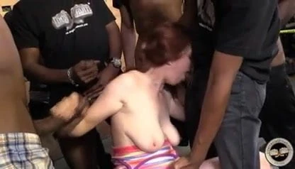 Penny Pax at bukkake with black gang