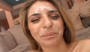 Veronica in her very first Bukkake Scene